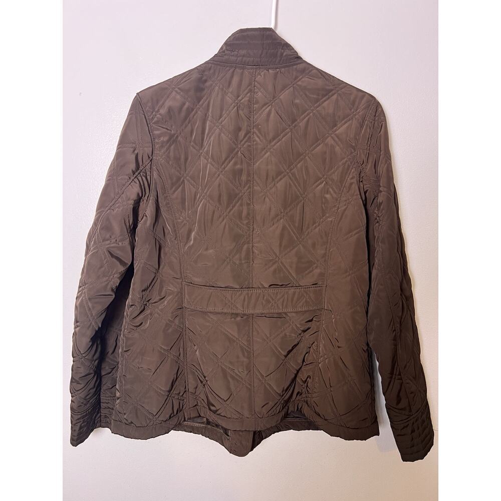 Talbots Womens Quilted Barn Jacket Petite Sz L Brown Snap Button - Picture 13 of 16